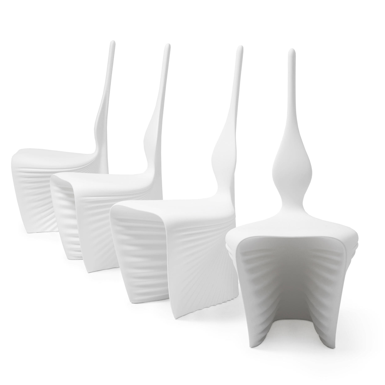 White biophilia dining chairs by Vondom.