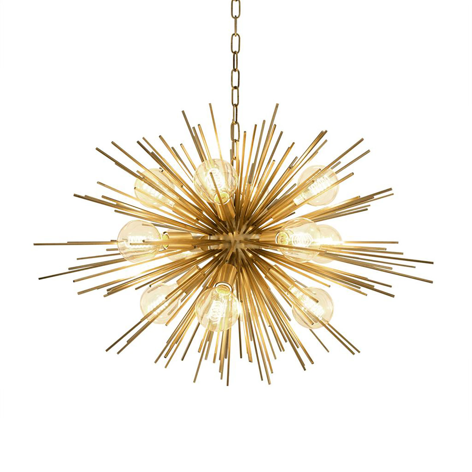 Chandelier Boivin by Eichholtz starburst design in matt brass finished rods