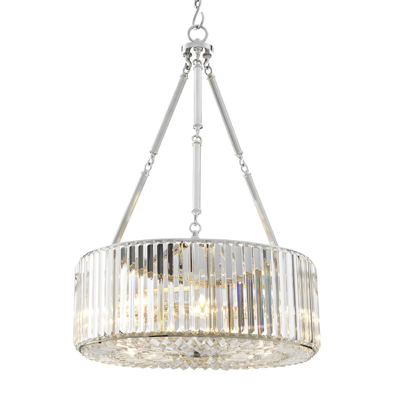 Chandelier Infinity by Eichholtz with decorative crystal glass rods in a nickel finish