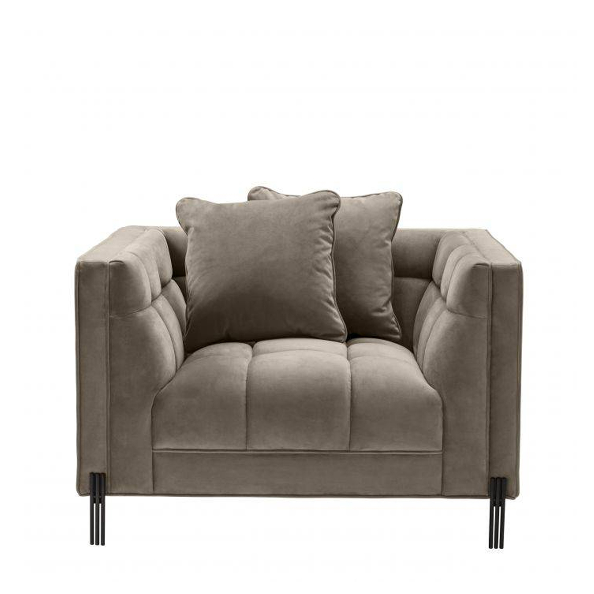 Front view of the Sienna Chair by Eichholtz in light grey.