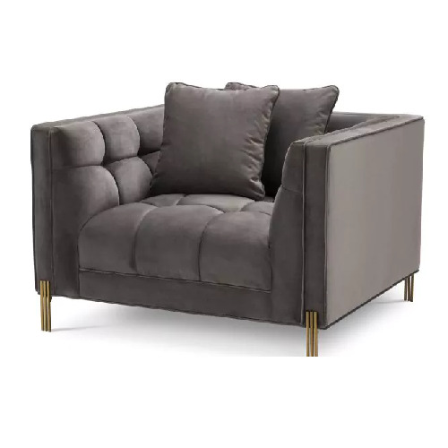 Designer Occasional Chair Sienna by Eichholtz in savona grey velvet or savona greige velvet finish with black finished legs