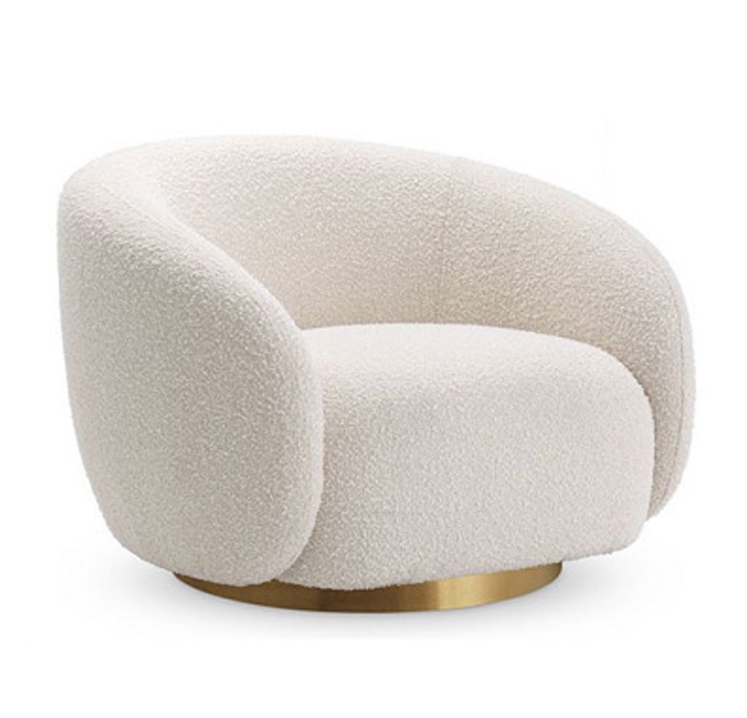 Occasional Designer Chair Brice by Eichholtz with a brushed brass swivel base