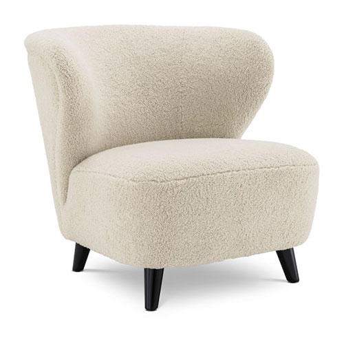 Designer Occasional Chair Hydra by Eichholtz in bouclè cream, brisbane cream or mademoiselle beige upholstery with black legs