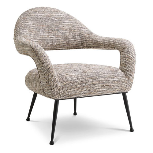 Designer Occasional Chair Lombardi by Eichholtz in cambon black or mademoiselle beige with black legs
