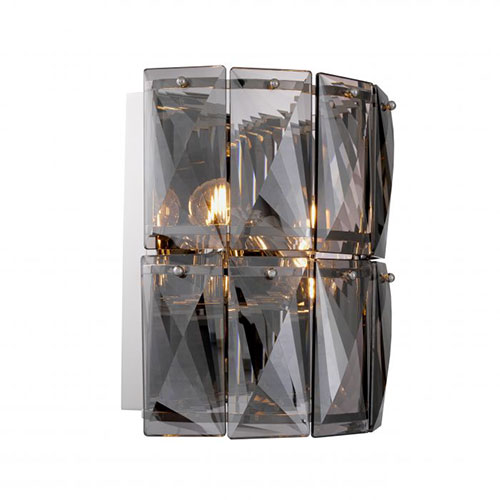 Wall Lamp Amazone by Eichholtz in nickel finish with rectangular crystal or smoke crystal glass plates