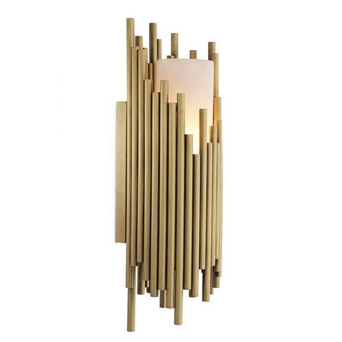 Wall Lamp Bartoli by Eichholtz antique brass finish tubes with alabaster cylinder