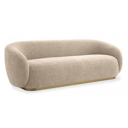 Designer luxurious Sofa Brice by Eichholtz in mademoiselle beige, canberra sand, rocat black or boucle cream finish with a brushed brass finish base