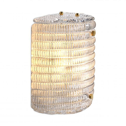 Wall Lamp Elix by Eichholtz in semi-circular glass shade with antique brass finish