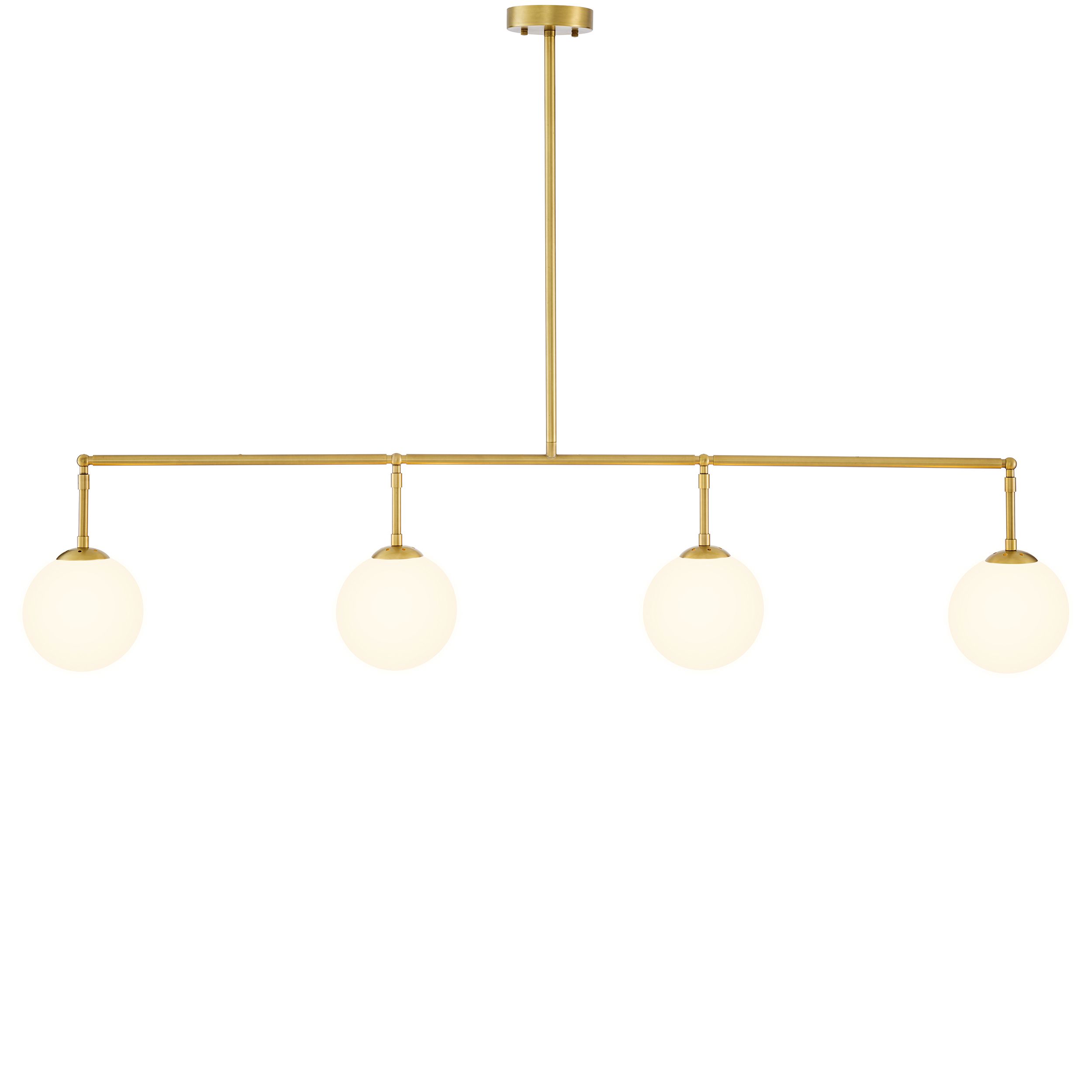Chandelier Tara by Eichholtz antique brass finish with four white glass globes