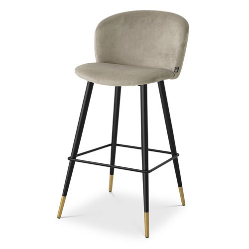 Designer Counter Stool Volante by Eichholtz available in various colours and fabric finishes. Legs are finished in black and gold