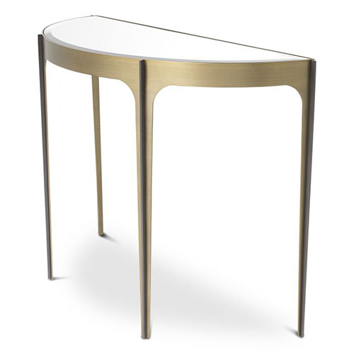 Designer Console Table Artemisa by Eichholtz in brushed brass and bronze finish with beveled mirror glass