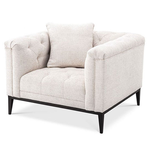 Designer Occasional Chair Cesare by Eichholtz in lyssa off-white or pebble grey upholstery with gunmetal finish base