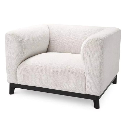 Designer Occasional Chair Corso by Eichholtz in lyssa off-white fabric with a black finish base