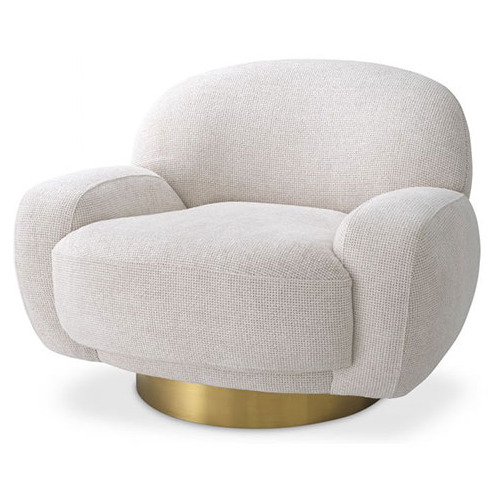Occasional Designer Chair Udine by Eichholtz with a brushed brass finish swivel base