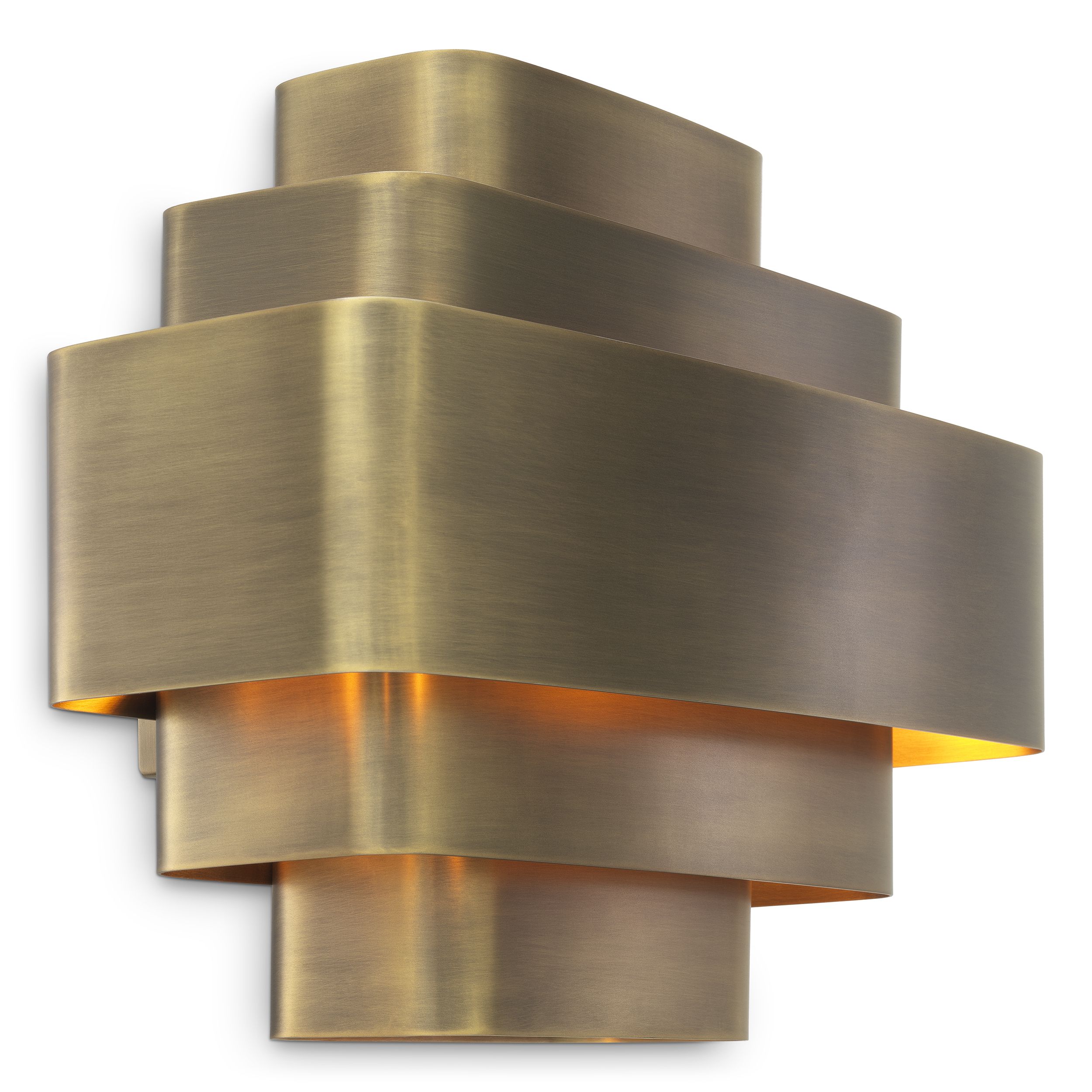 Wall Lamp Pegaso by Eichholtz with curved shapes in a vintage brass finish