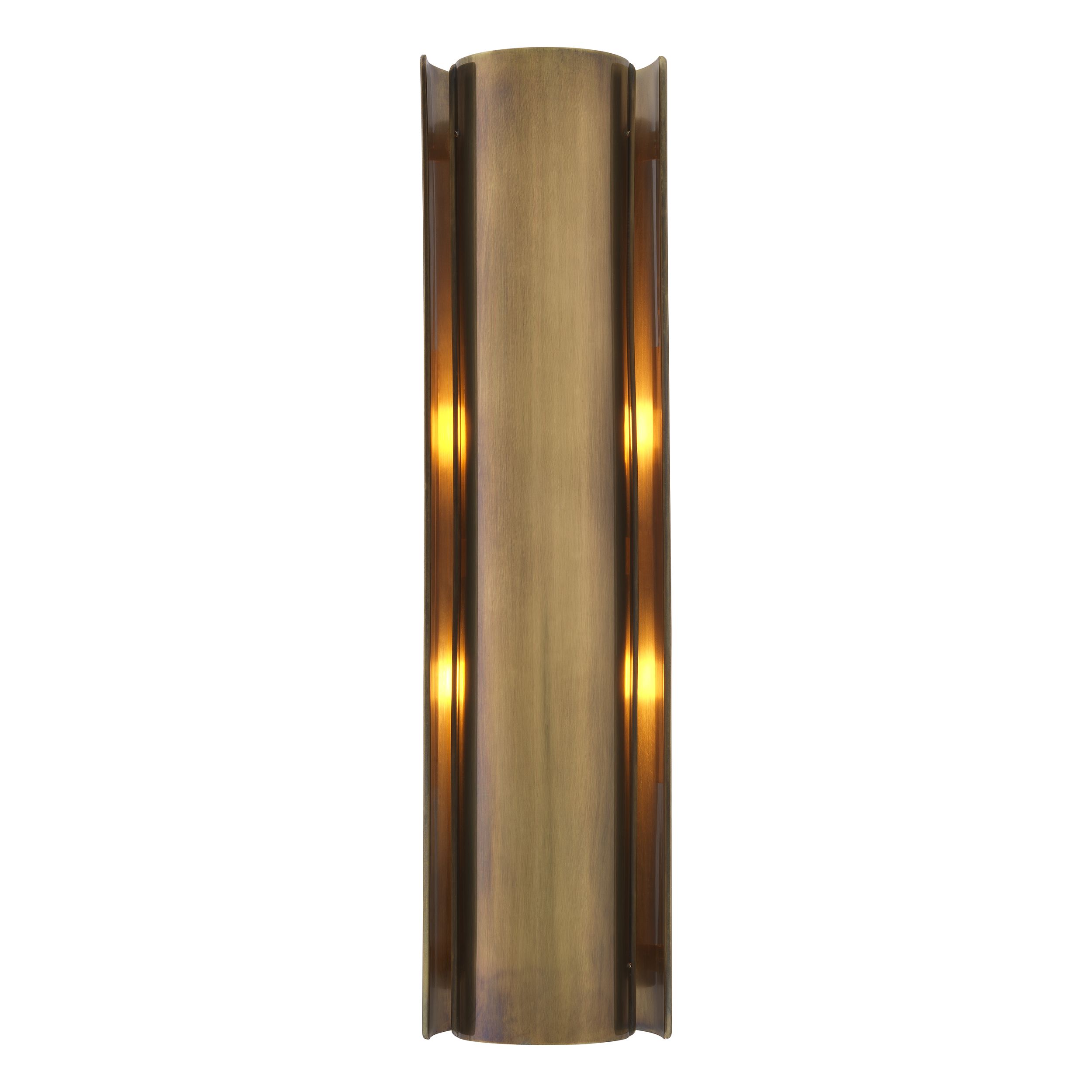 Wall Lamp Verge L by Eichholtz is a cylindrical vintage brass finish wall lamp