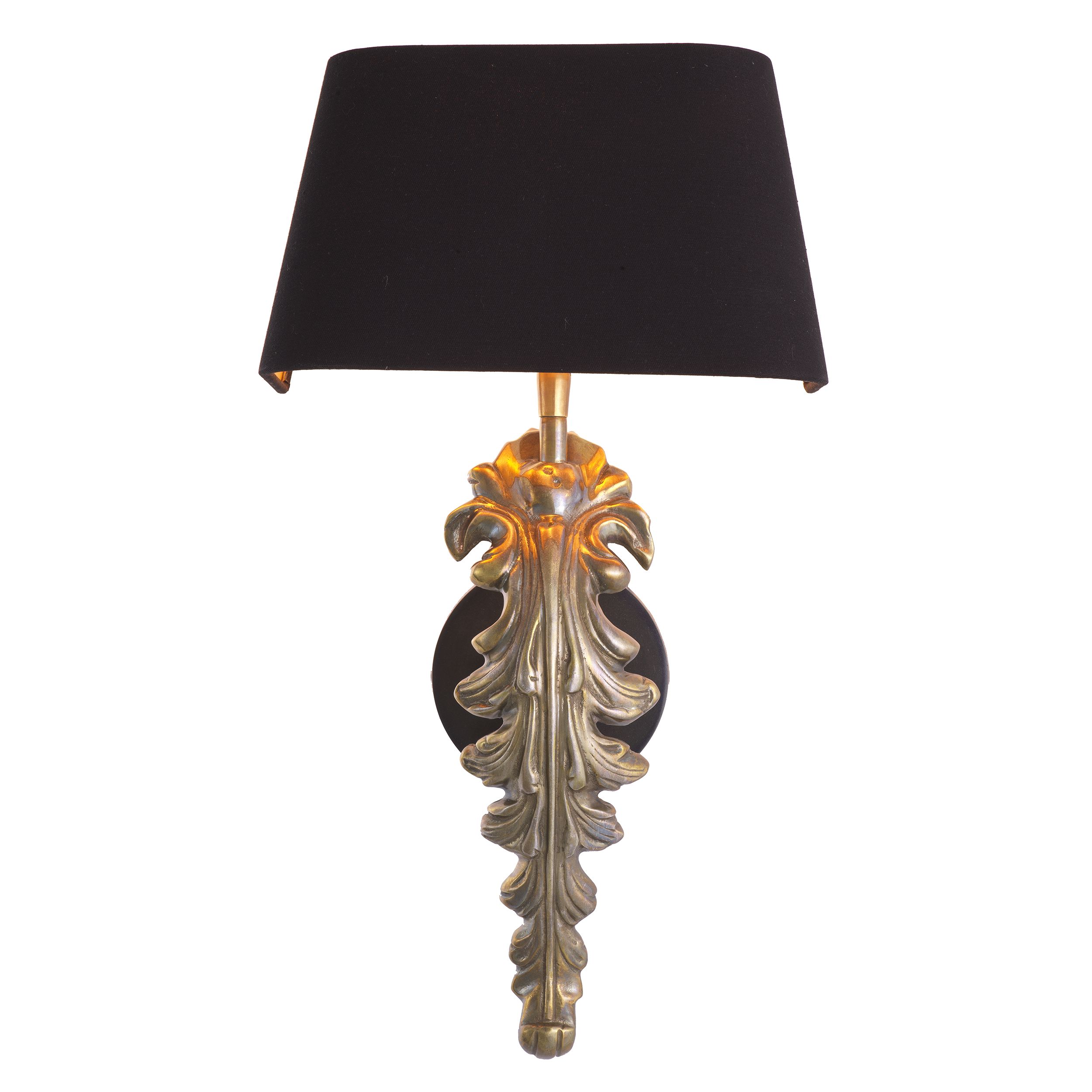 Wall Lamp Beau Site by Eichholtz in vintage brass finish with black shade