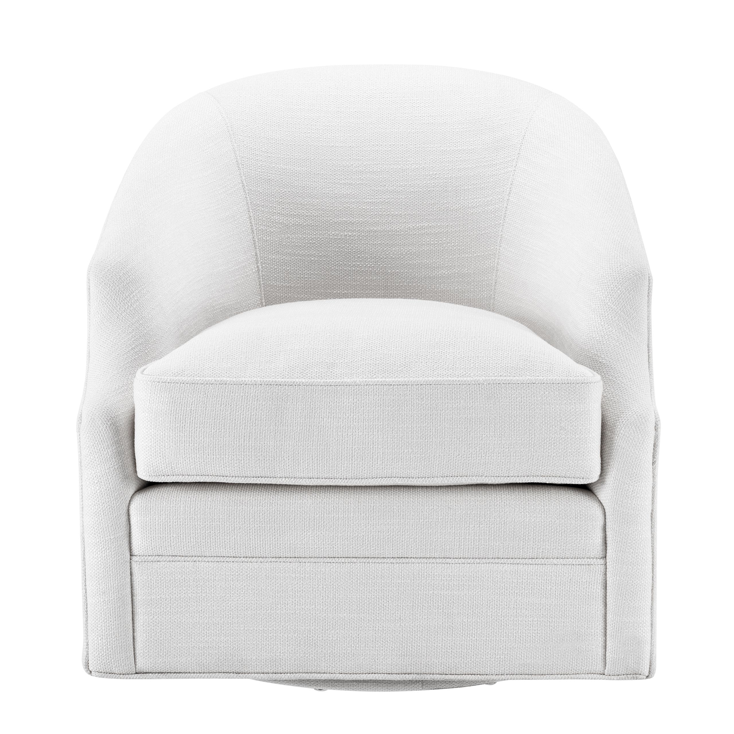 Designer Occasional Chair Gustav by Eichholtz with a swivel base in avalon white fabric with piping