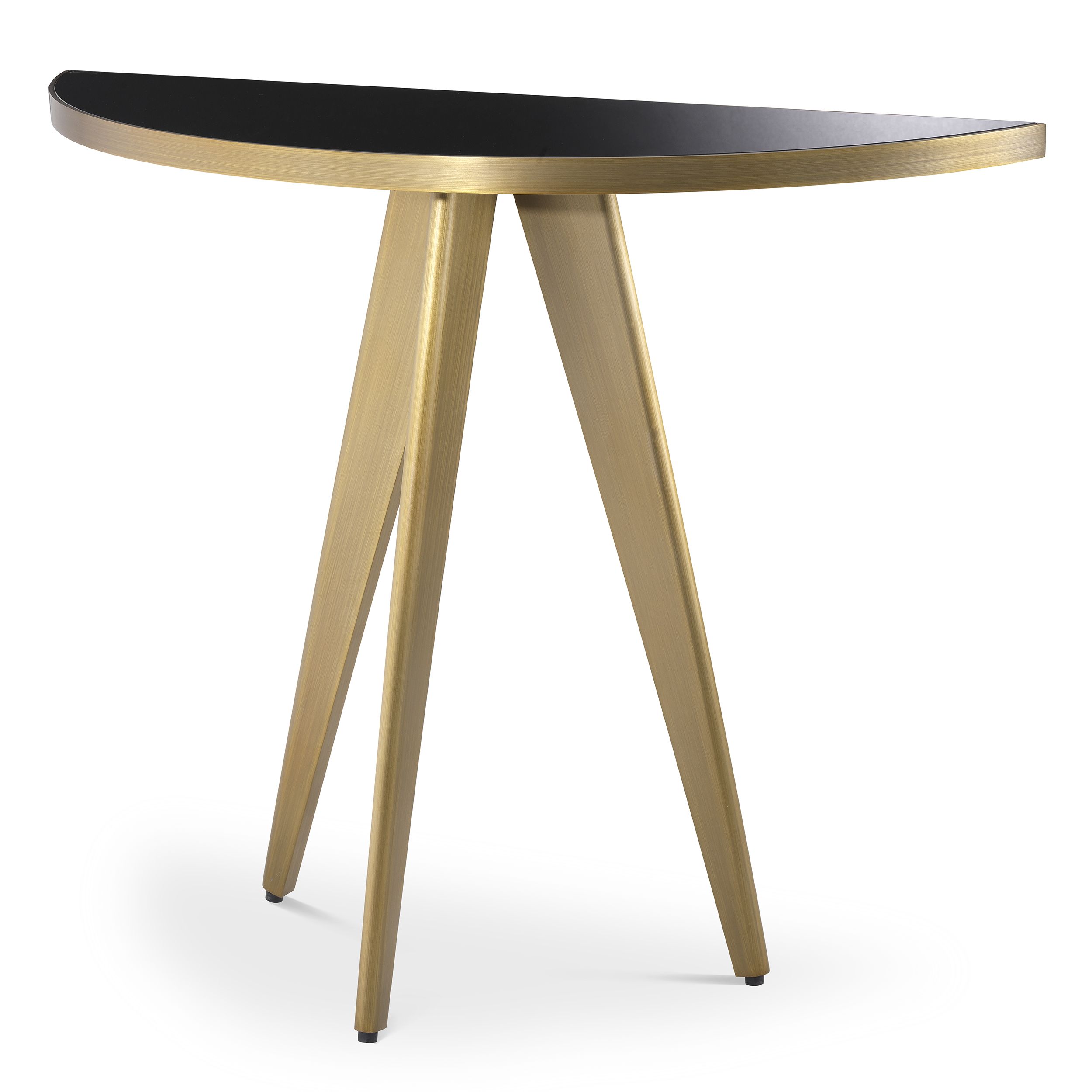 Designer Console Table Aston by Eichholtz in brushed brass finish with black glass