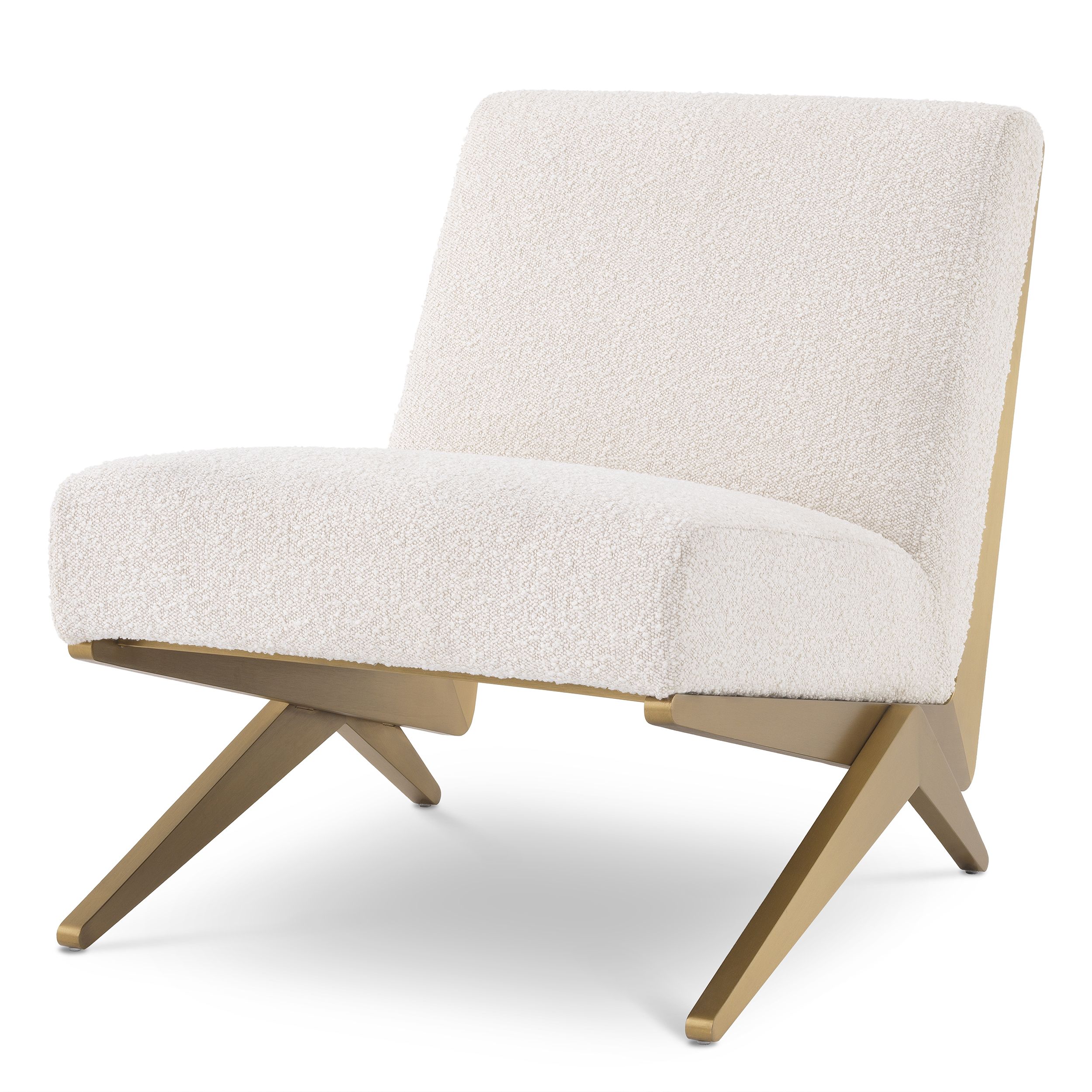 Designer Occasional Chair Fico by Eichholtz in bouclè cream and a brushed brass finish