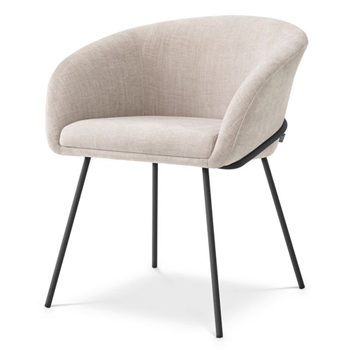 Luxurious Dining Chair Campus by Eichholtz available in savona greige velvet, sisley beige and sisley grey, Features black finished legs