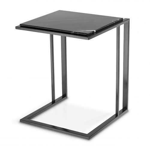 Designer Side Table Cocktail by Eichholtz in bronze finish with black marble table-top with white veins or gold finish with black marble table-top
