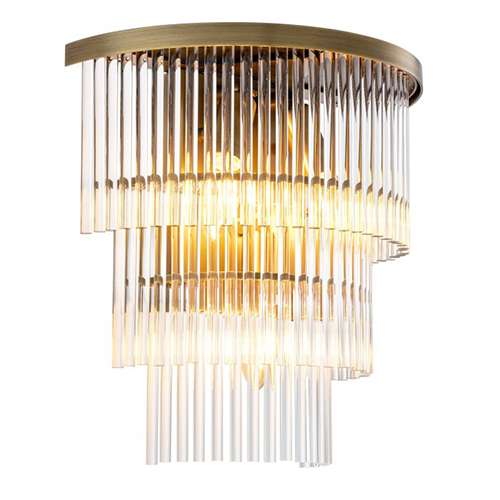 Wall Lamp East by Eichholtz three levels of clear glass rods in nickel, antique brass or bronze highlight finish