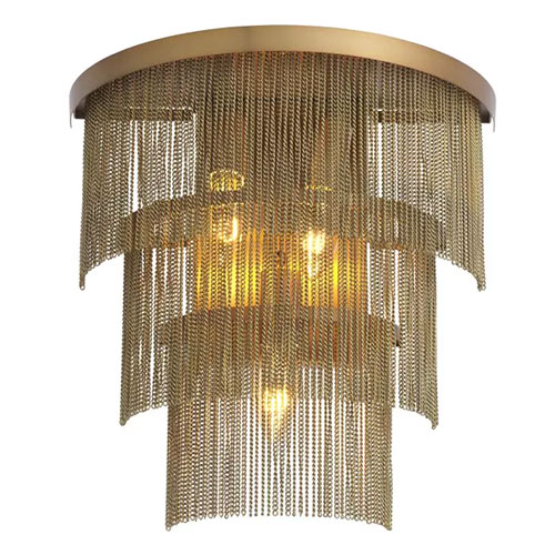 Wall Lamp Tissot by Eichholtz with three tiers of chains in bronze highlight or antique brass finish