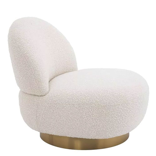 Designer Occasional Chair Clement by Eichholtz with a brushed brass finish swivel base