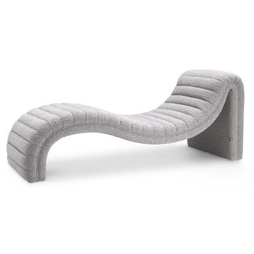 Designer Chaise Longue Pioneer by Eichholtz in bouclè grey finish
