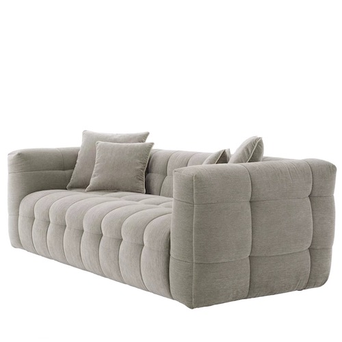 Designer luxurious Sofa Breva by Eichholtz in pavilion grey or pavilion sand with tufted cushioning