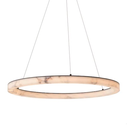 Elegant lighting fixture alabaster circular ring bronze highlight finish Chandelier Sankt Gallen L by Eichholtz