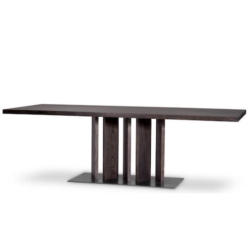 Designer Rectangular Dining Table Julius by Eichholtz in mocha oak veneer and medium bronze finish