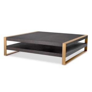 Designer Coffee Table Guinness by Eichholtz in natural oak veneer with bronze finish or mocha oak veneer with brushed brass finish
