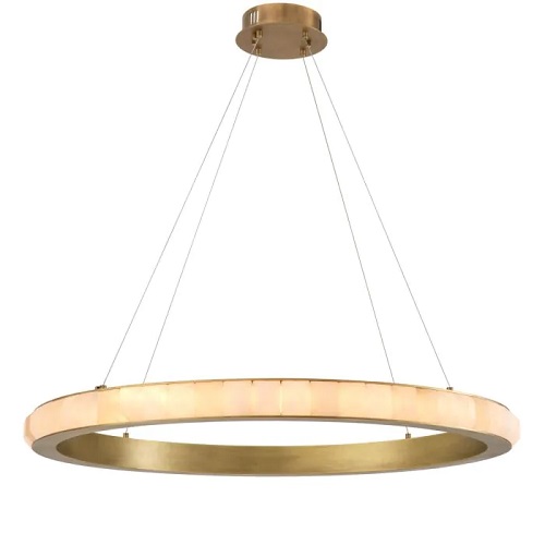 Designer Chandelier Cabildo by Eichholtz and antique brass finish / alabaster