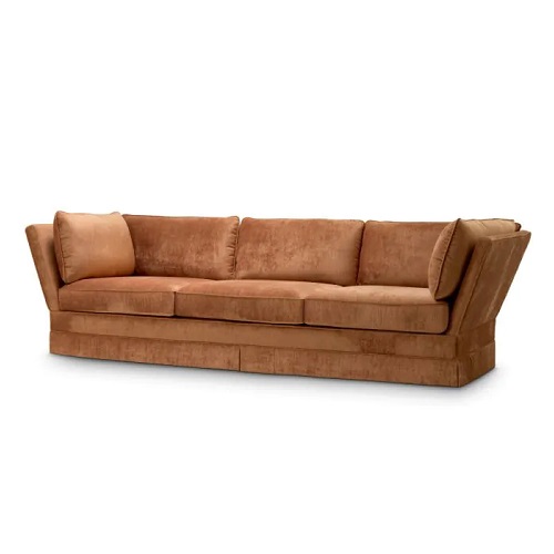 Elegant Sofa Belvedere by Eichholtz in wrey copper velvet. Capturing French inspiration