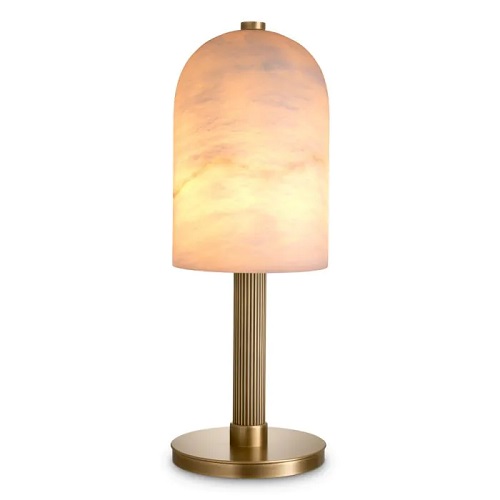 Designer Table Lamp Layla by Eichholtz in antique brass finish with an alabaster shade