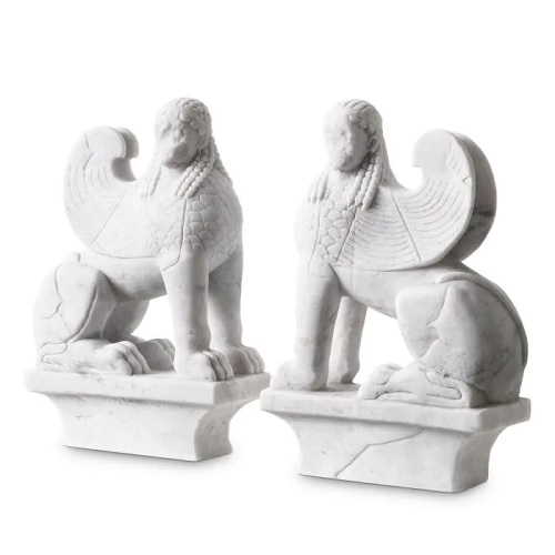 Object Sphinx (set of 2) by Eichholtz hand crafted in white marble