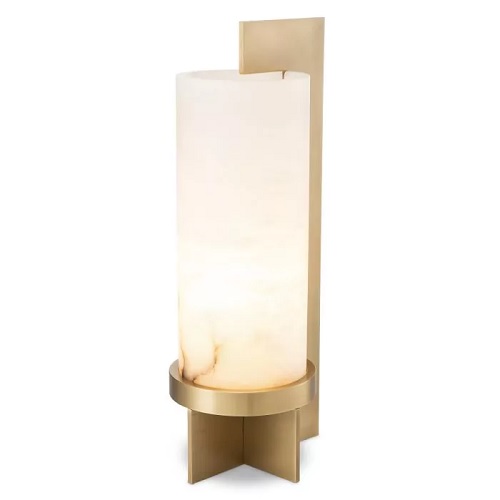 Table Lamp Atilla by Eichholtz in antique brass finish with a cylindrical alabaster shade