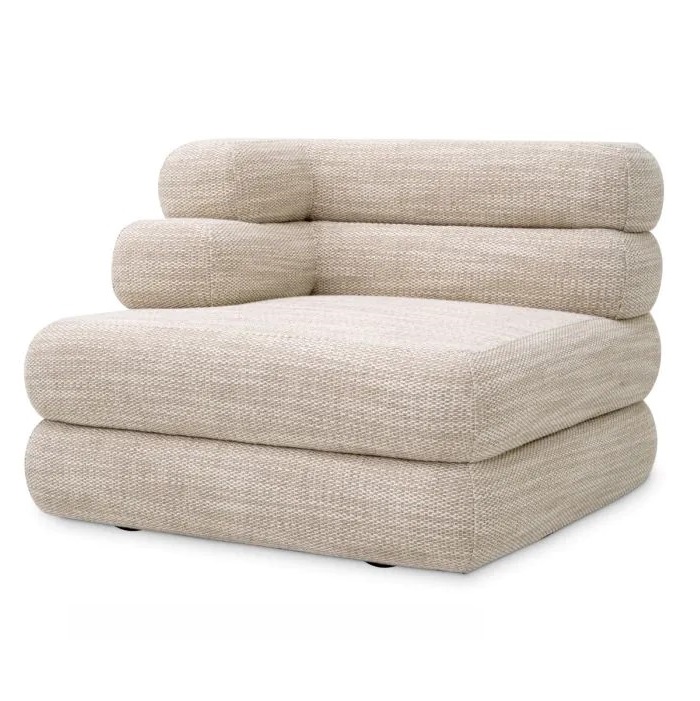 Luxurious Malaga Modular Sofa - Left by Eichholtz in skyward sand fabric with black feet.